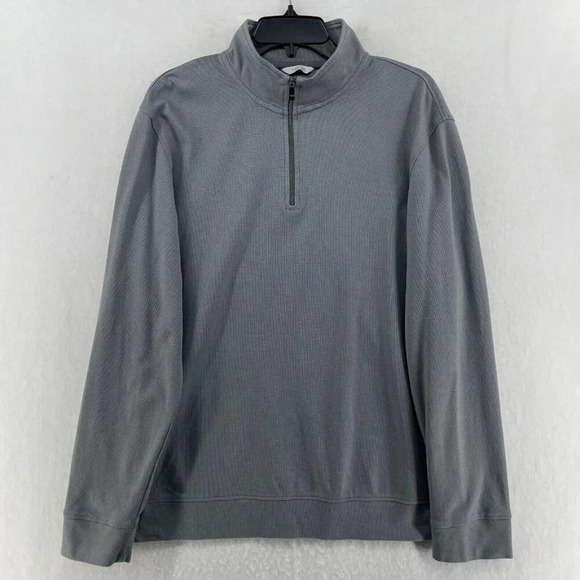 Calvin Klein Sweatshirt Men's Sz M Gray Palin Quarter Zip Regular Fit Pullover - Picture 1 of 12